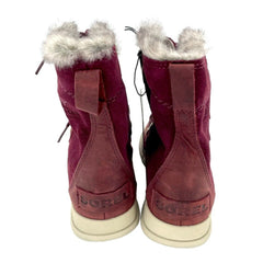 Sorel Explorer Joan Faux Fur Dark Red Suede Leather Winter Boots