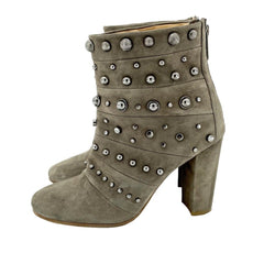 Badgley Mischka Taupe Suede Studded Boots - PRE-OWNED