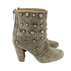 Badgley Mischka Taupe Suede Studded Boots - PRE-OWNED