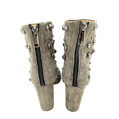 Badgley Mischka Taupe Suede Studded Boots - PRE-OWNED