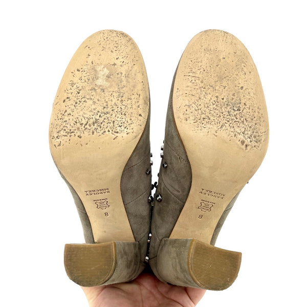 Badgley Mischka Taupe Suede Studded Boots - PRE-OWNED