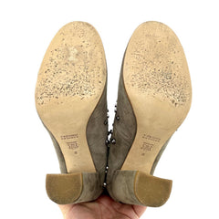 Badgley Mischka Taupe Suede Studded Boots - PRE-OWNED
