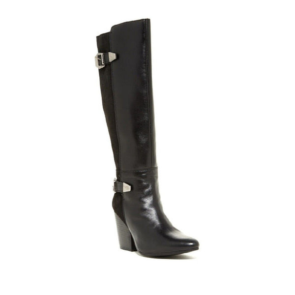 Catherine Malandrino Black Leather Suede Biker Boots