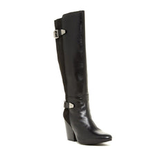Catherine Malandrino Black Leather Suede Biker Boots