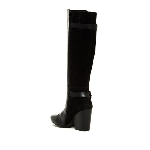 Catherine Malandrino Black Leather Suede Biker Boots