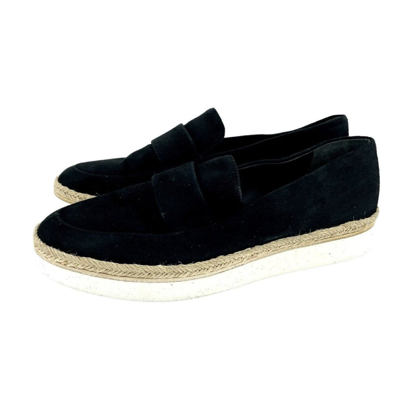 Via Spiga Womens Black Suede Leather Slip On Loafers - PRE-OWNED