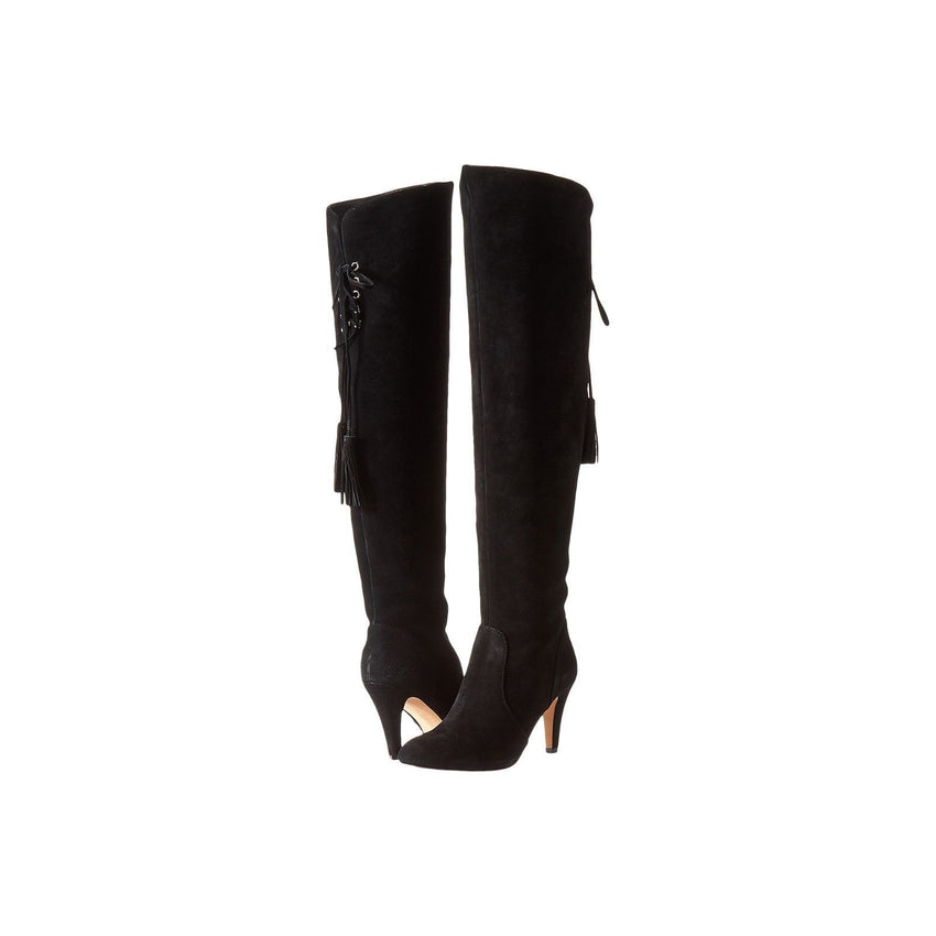 Vince Camuto Cherline Black Suede Leather Over the Knee Boots