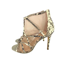 Ted Baker Mesh Snake Print Leather Peep Toe Booties