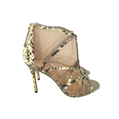 Ted Baker Mesh Snake Print Leather Peep Toe Booties
