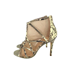 Ted Baker Mesh Snake Print Leather Peep Toe Booties