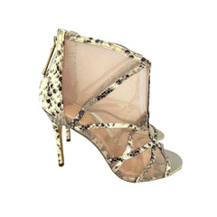 Ted Baker Mesh Snake Print Leather Peep Toe Booties