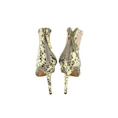 Ted Baker Mesh Snake Print Leather Peep Toe Booties