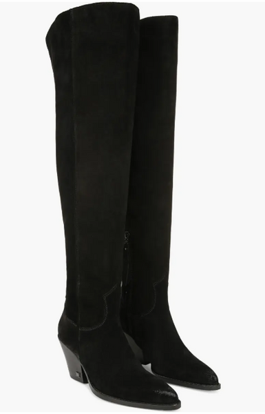 Sam Edelman Julee Black Suede Leather Over the Knee Boots