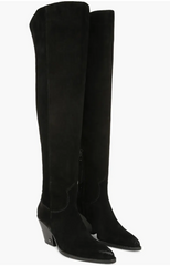 Sam Edelman Julee Black Suede Leather Over the Knee Boots