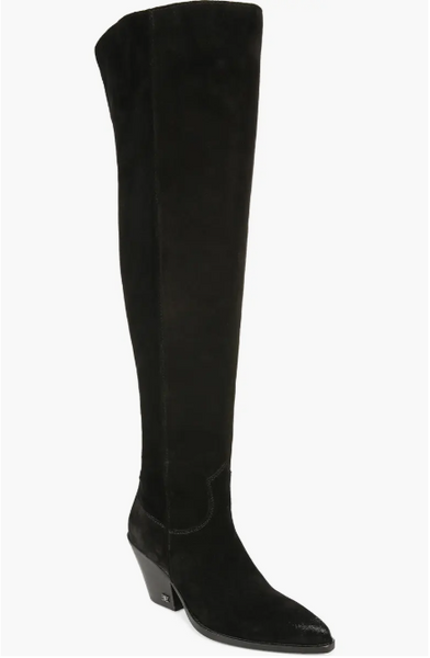 Sam Edelman Julee Black Suede Leather Over the Knee Boots