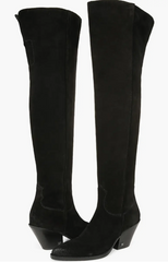 Sam Edelman Julee Black Suede Leather Over the Knee Boots
