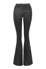 Topshop Jamie Flare Moto Black Sateen High Waisted Stretch Jeans