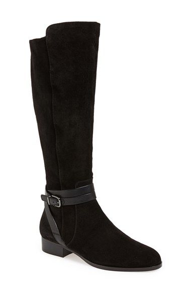 Via Spiga Black Suede Leather Tall Riding Boots