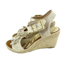 Cuple Gold Leather Espadrille Wedge Sandals