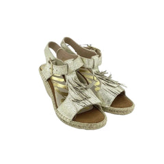 Cuple Gold Leather Espadrille Wedge Sandals