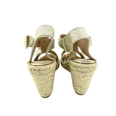 Cuple Gold Leather Espadrille Wedge Sandals